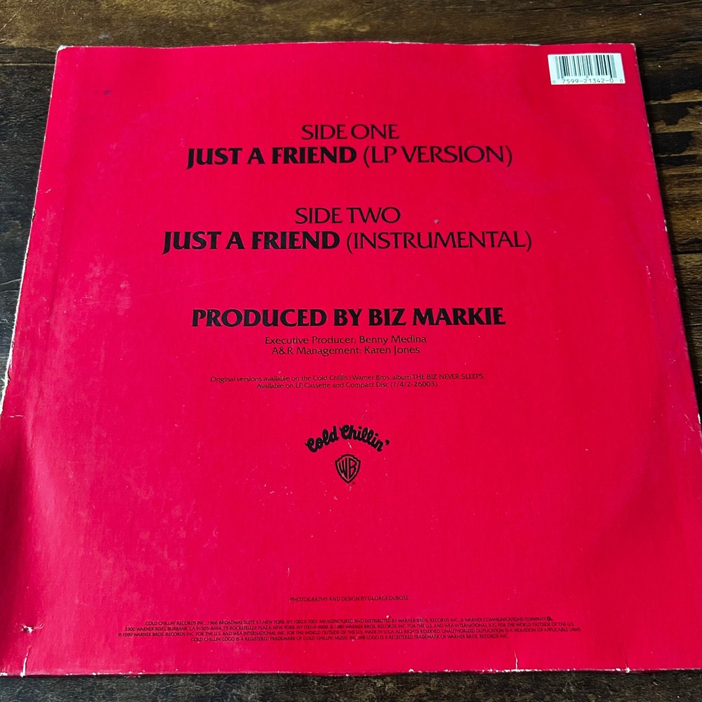 Biz Markie Just A Friend 12" Vinyl Maxi-Single 1989 Cold Chillin 0-21342 Hip Hop - Picture 2 of 5